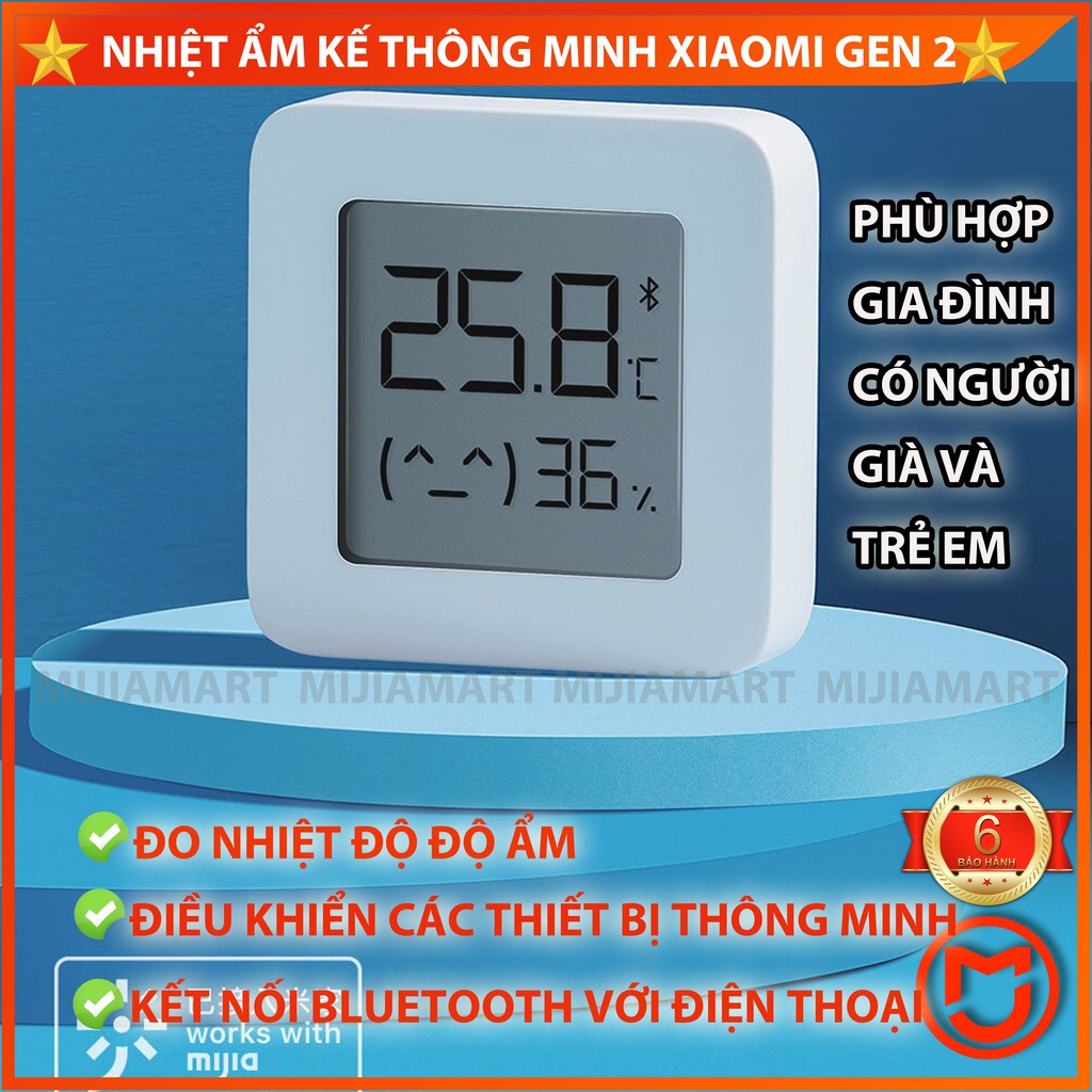 ✅ Nhiệt ẩm kế Xiaomi gen 2, nhiệt kế điện tử xiaomi, kết nối với điện thoại, điều khiển các thiết bị thông minh