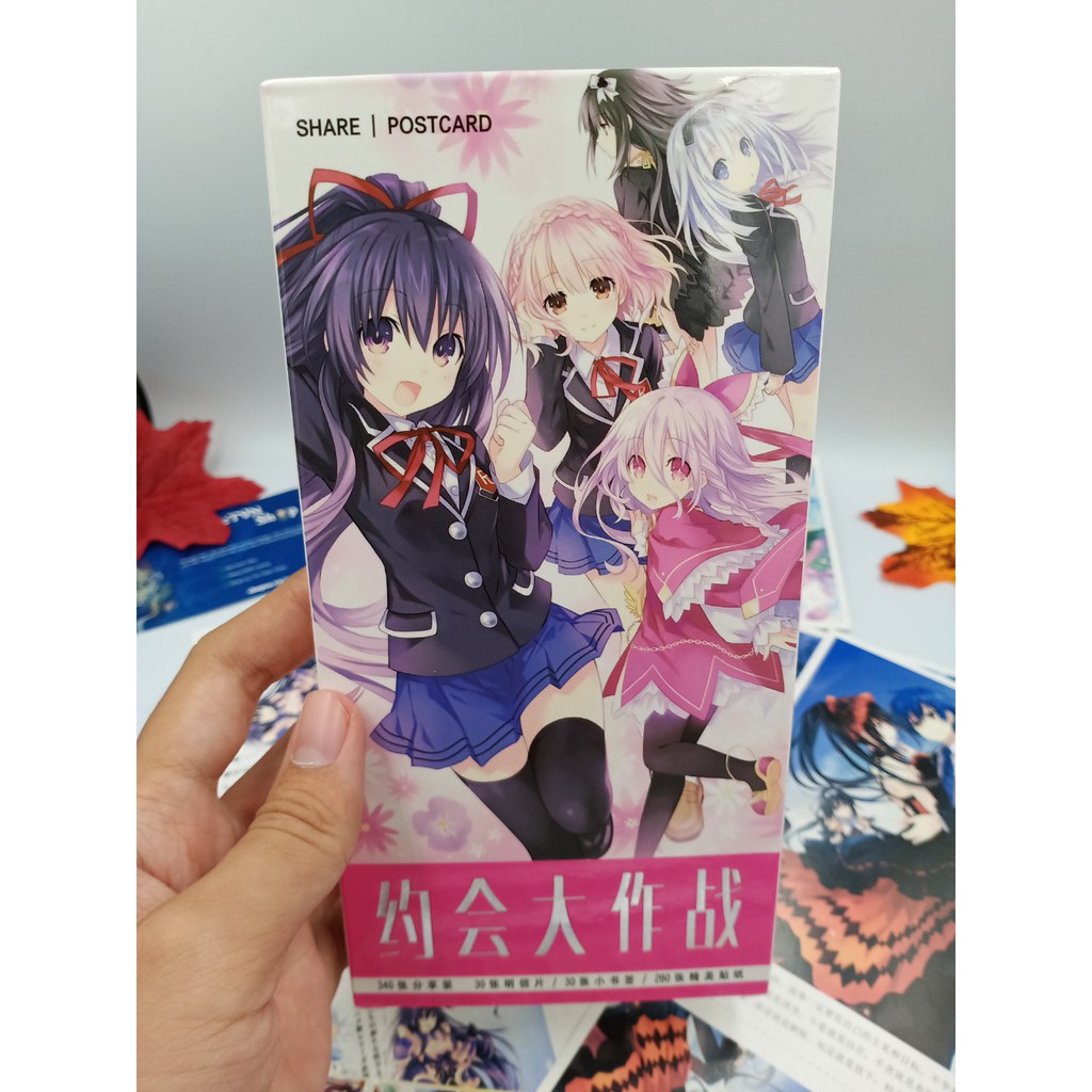 Hộp Postcard Bưu thiếp (Trọn bộ 340 Hình có Sticker) Anime/Manga Date a Live