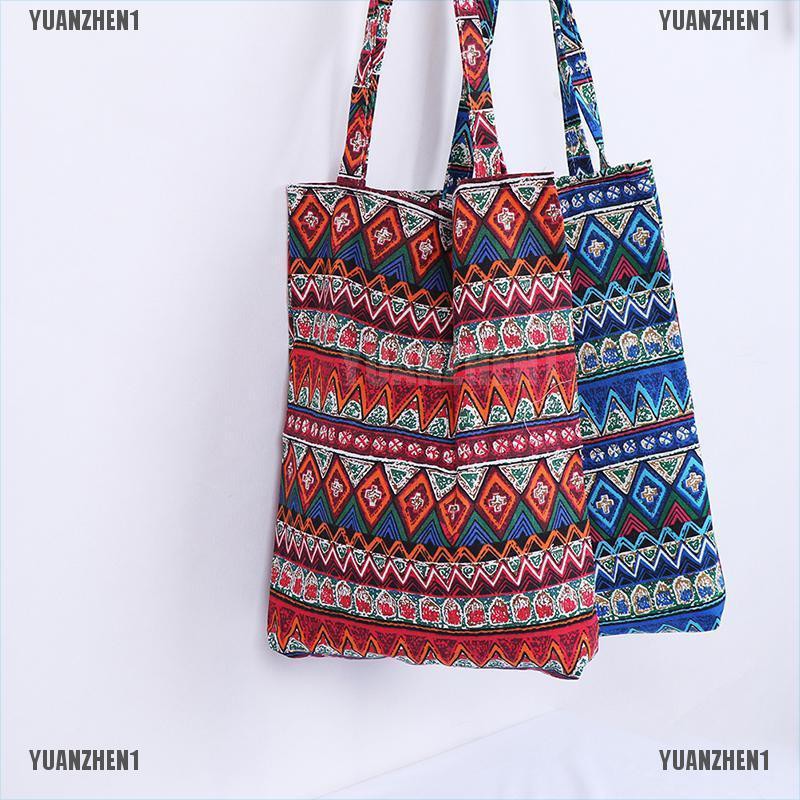 [YUANZHEN1] Túi tote Vải Lanh Phong Cách Dân Tộc Thân Thiện Với Môi Trường