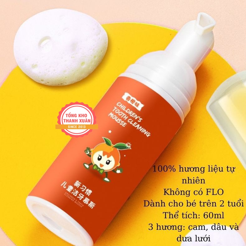 Kem Đánh Răng Cho Bé, Trẻ Em BAIMEISI Dạng Bọt Nuốt Được Chống Sâu Răng Hương Dâu và Hương Cam ❤️HÀNG CHÍNH HÃNG❤️