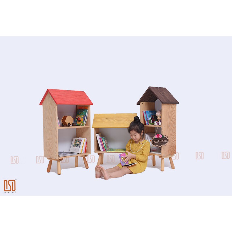 Kệ sách cho bé 🛑FREESHIP🛑 Kệ sách gỗ hình ngôi nhà sáng tạo  độc đáo [Nguyên liệu 100% gỗ tự nhiên cao cấp nhập khẩu ]
