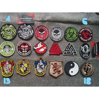 Miếng dán vải sticker loại dán xé hình đầu lâu, thái cực quyền, trang trí balo 511, đồ trang trí tactics