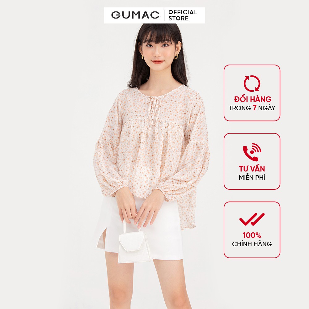 Áo babydoll nữ tay dài GUMAC AB781 chất liệu vải Voan cao cấp