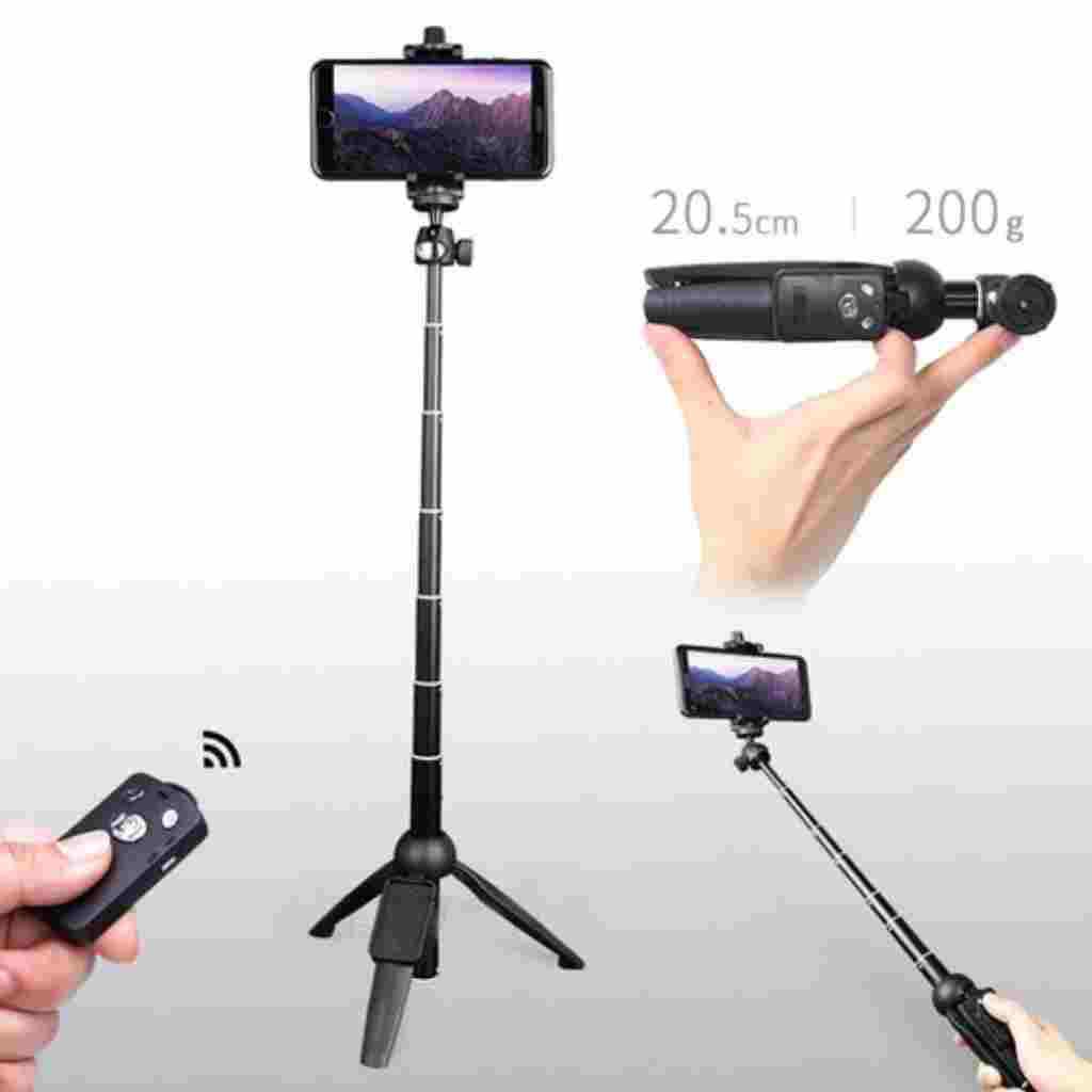 Tripod/Gậy Tự Sướng 3 Chân Yungteng H8, Có Remote Bluetooth, Kẹp Điện Thoại Xoay Ngang Dọc