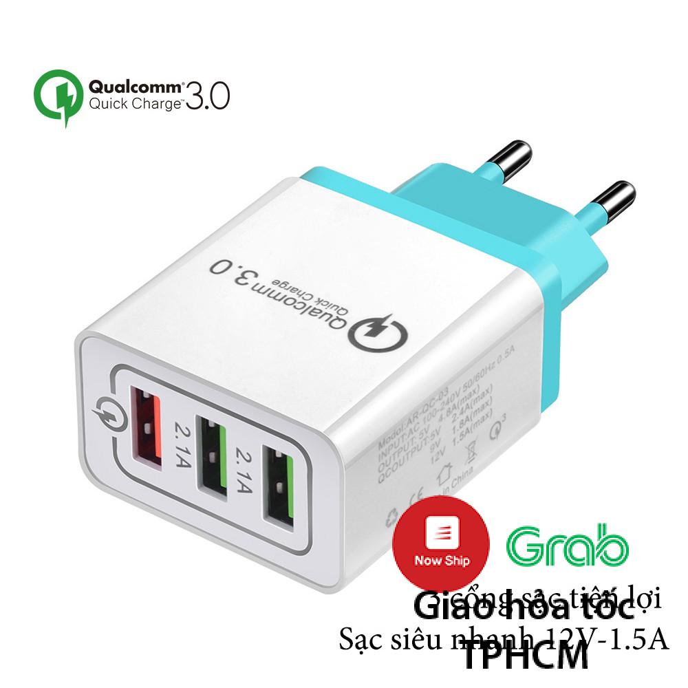 Củ sạc nhanh 3 cổng Qualcomm Quickcharge 3.0
