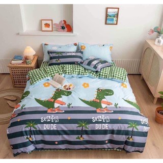 Bộ chăn ga gối khủng long 4 món ❤️ Chăn ga gối cotton poly nhập khẩu