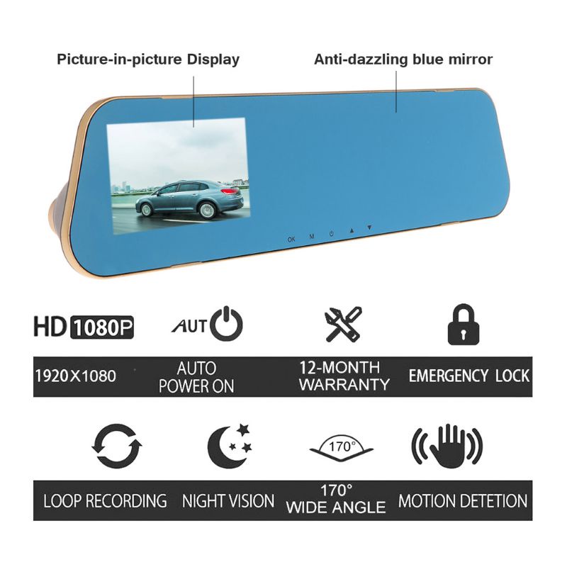Gương Chiếu Hậu Tích Hợp Camera Hành Trình IOR V40 Cho Xe Hơi