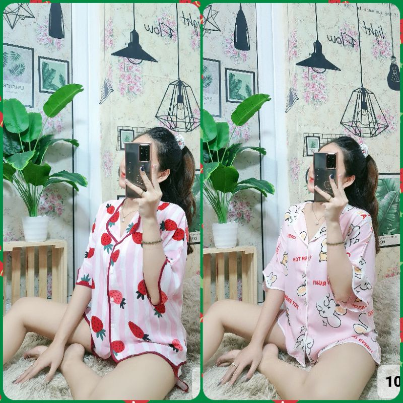 Bộ lụa đùi mango họa tiết dễ thương