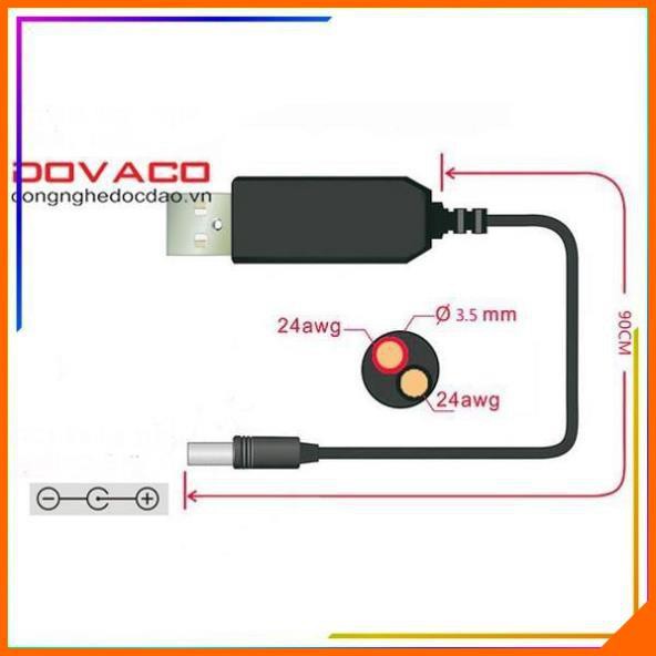 Cáp chuyển đổi điện áp từ cổng USB 5V sang 12V