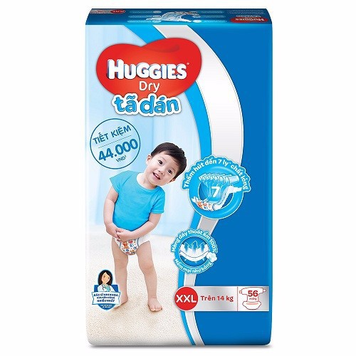 Tã dán Huggies Dry size M76 - L68 - XL62 - XXL56 khô thoáng mẫu mới