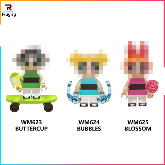 Bộ Sưu Tập Mô Hình R3 The Powerpuff Girls Minifigures Buttercup Bong Bóng Hoa Đào Bộ Sưu Tập WM6051