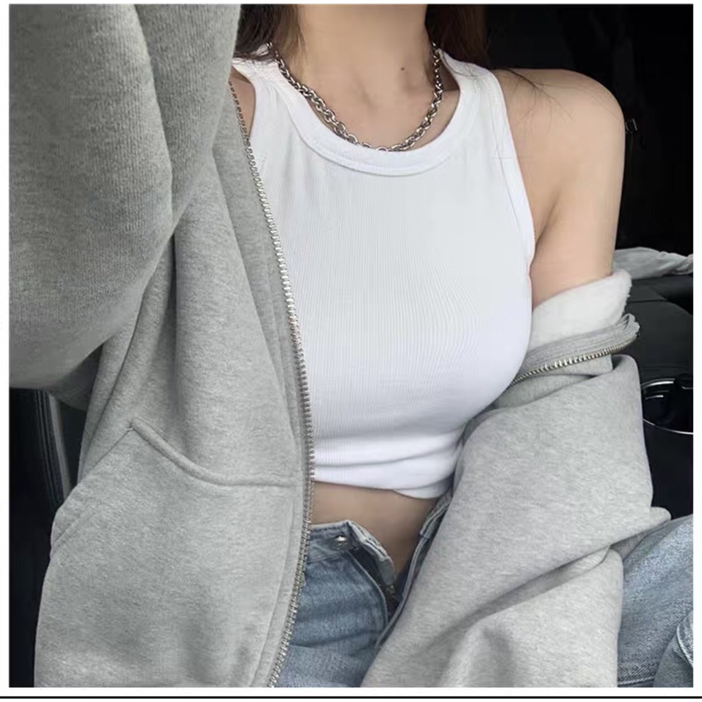 Áo croptop nữ sát nách ba lỗ cotton tăm co giãn tốt, Phông croptop body dáng ôm trơn freesize Tổ Kiến Vàng DL120