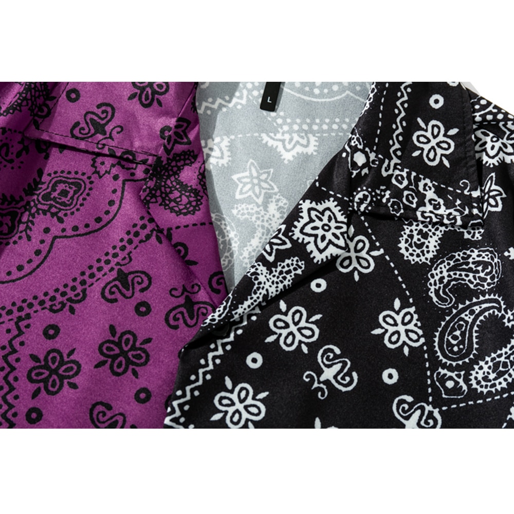 Áo sơ mi Dark Icon thiết kế tay ngắn phối màu sắc tương phản in họa tiết cá tính thời trang cho nam