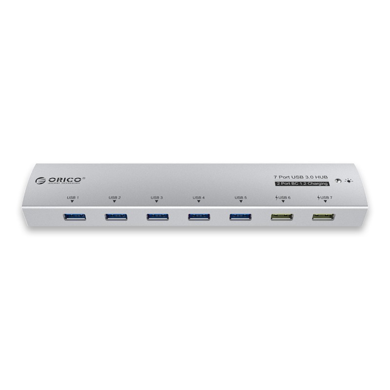 [Mã 151ELSALE hoàn 7% đơn 300K] Bộ chia USB 7 cổng USB 3.0 ( 2 cổng sạc pin) Orico AS7