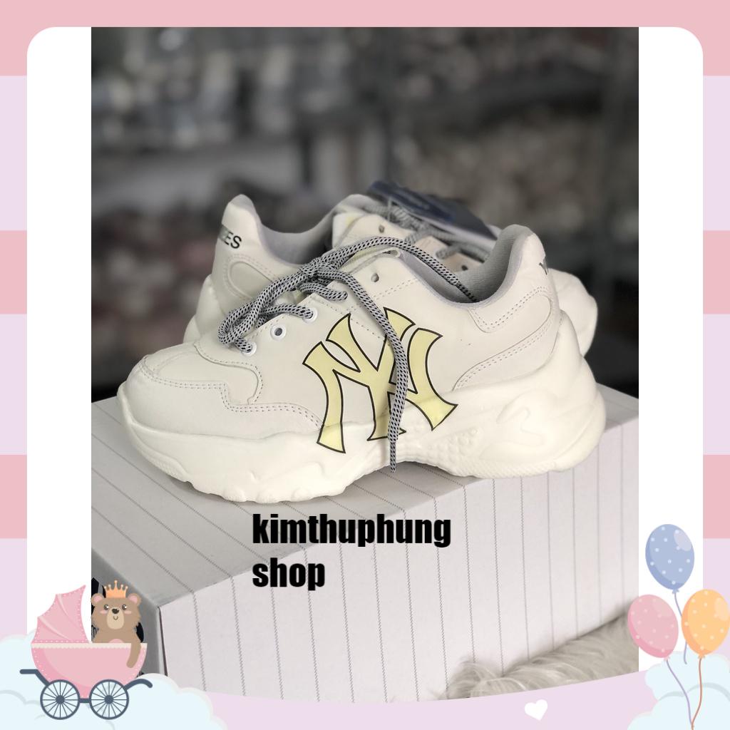Giày sneaker mlb đế liền mẫu chữ NY vàng chất da cao cấp full size nam nữ (36-43) 💖full bill box💖