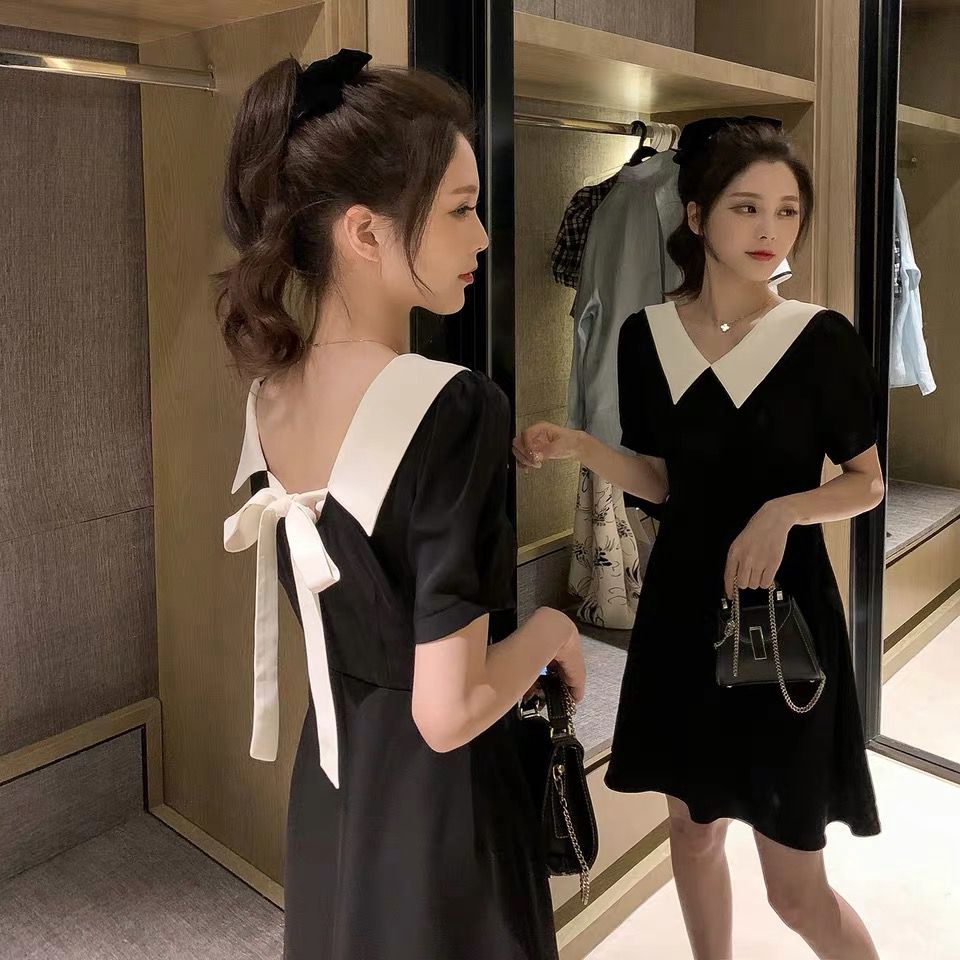 Đầm Trễ Vai Phối Nơ Phong Cách Hàn Quốc Cho Nữ