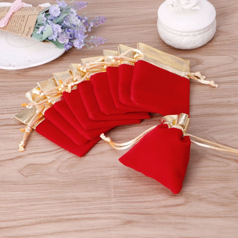Set 10 Túi Rút Vải Nhung Đựng Quà Giáng Sinh