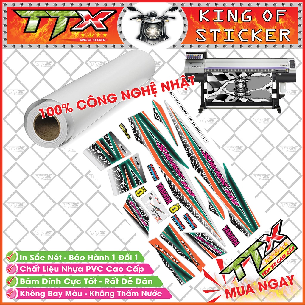 Tem Xe Sirius Đen Bạc Xanh Hoa Văn Xoắn - Tem Sirius 110 Xanh Xám Đen Siêu Đẹp - Mẫu Team Sirius Đen Bạc Xanh