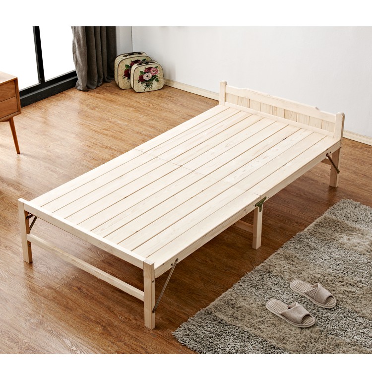 Giường gấp - Giường xếp gỗ thông gấp gọn 60x195cm tặng kèm nệm gối