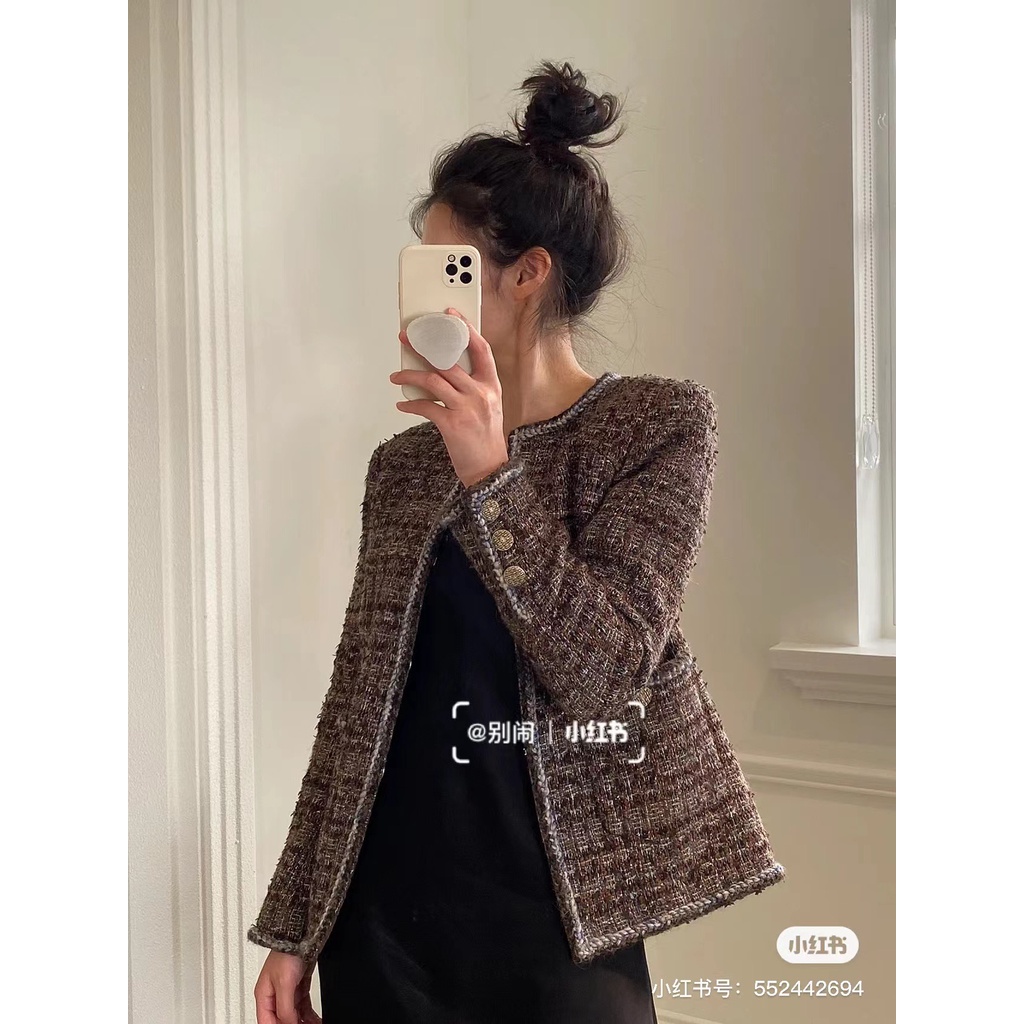 Áo khoác dạ tweed nữ không nút thời trang cao cấp 𝘾𝙝𝙖𝙣𝙚𝙡 𝘾𝙝𝙖𝙣n𝙚𝙡 CN phong cách cổ điển