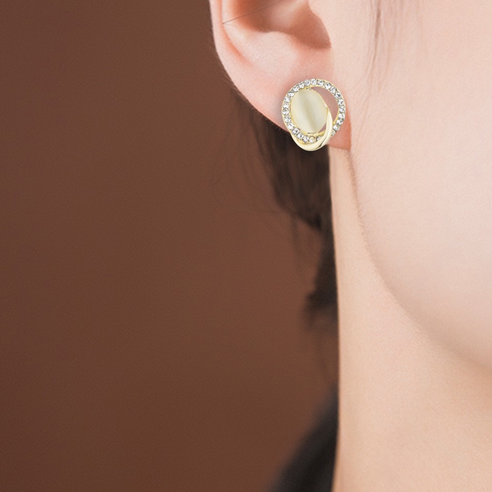 Bông tai bằng bạc S925 đính đá opal Hàn Quốc