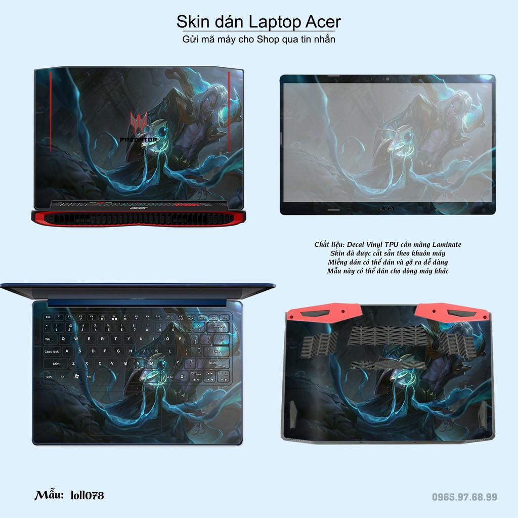 Skin dán Laptop Acer in hình Liên Minh Huyền Thoại nhiều mẫu 11 (inbox mã máy cho Shop)