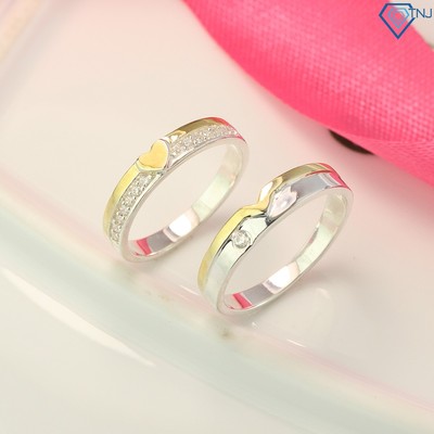 Nhẫn đôi tình yêu trái tim ghép khắc tên ND0436 Trang Sức TNJ