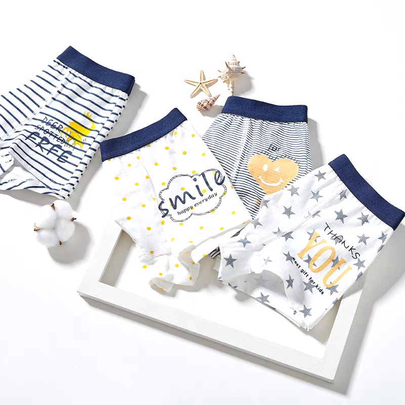 Quần chip đùi trẻ em sét 4 quần lót bé trai Baby Boss chất siêu đẹp cho bé từ 9-40kg DS01