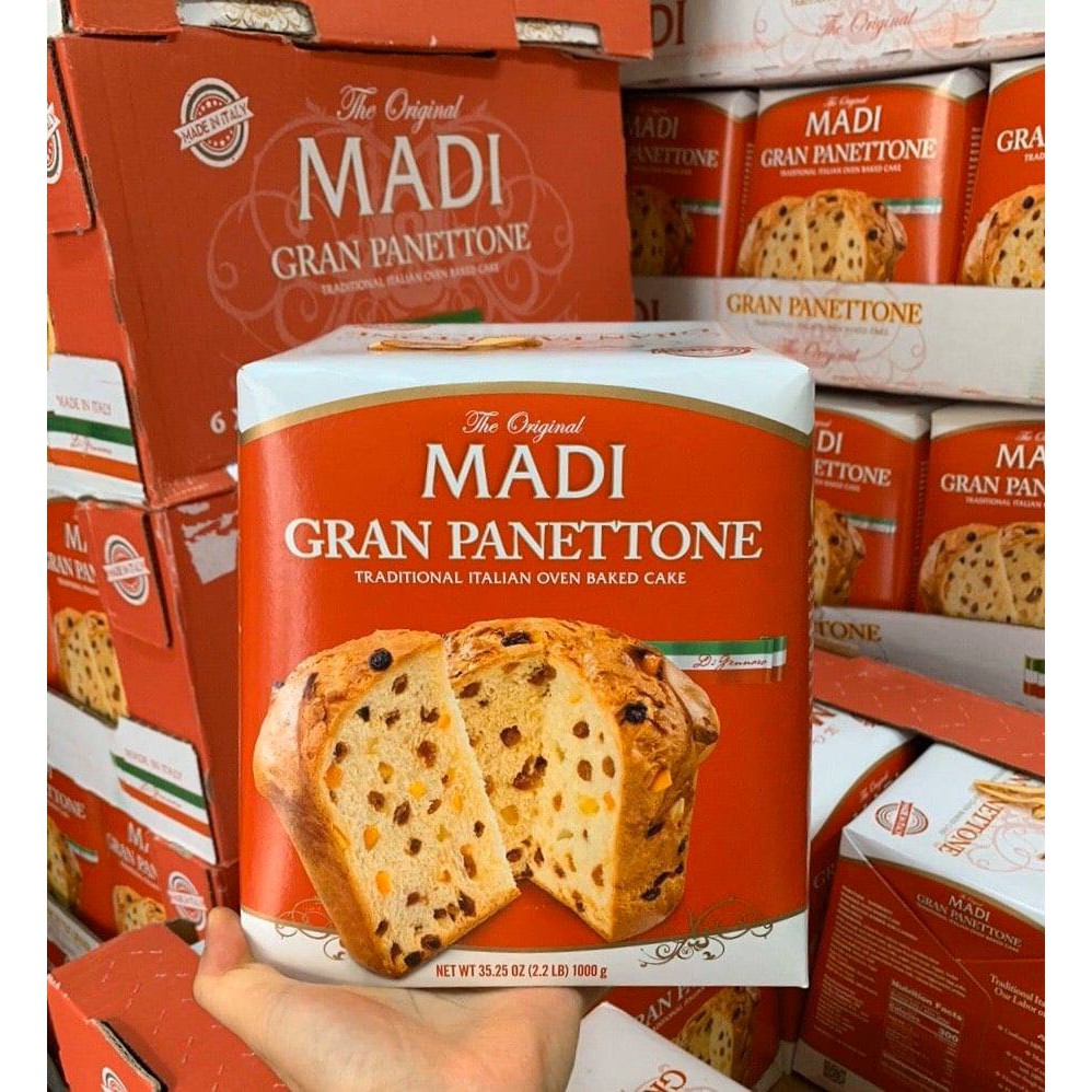 Bánh Ý MADI GRAN PANETTONE Nhân Nho Và Trái Cây 1kg - Thơm Ngon Mềm Xốp