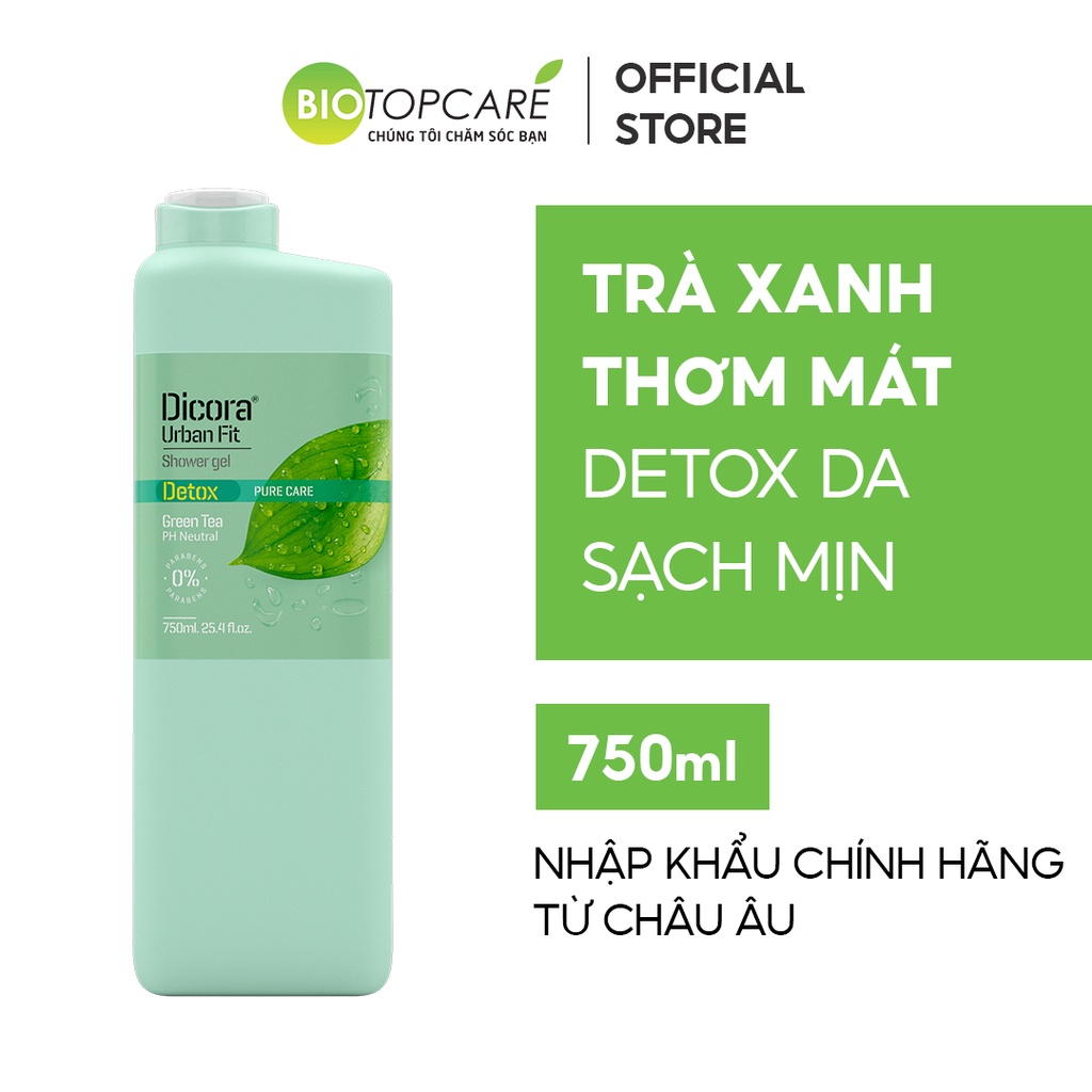 Sữa tắm Dicora Urban Fit Detox Pure Care Green Tea Trà Xanh 750ml - BioTopcare Official