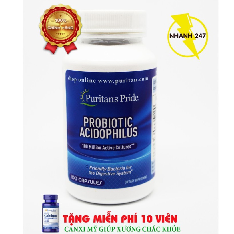 Viên uống bổ sung lợi khuẩn Puritan's Pride Probiotic Acidophilus 100 viên
