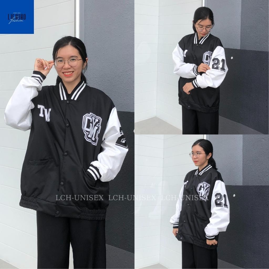 Áo bomber varsity jacket unisex form rộng CYM Áo khoác bóng chày nam nữ vải dù 2 lớp ulzzang LCH