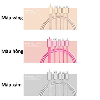Cáp xịn sạc điện thoại 3 đầu Lightning / Type C / Micro USB dây dù (DT026,28)