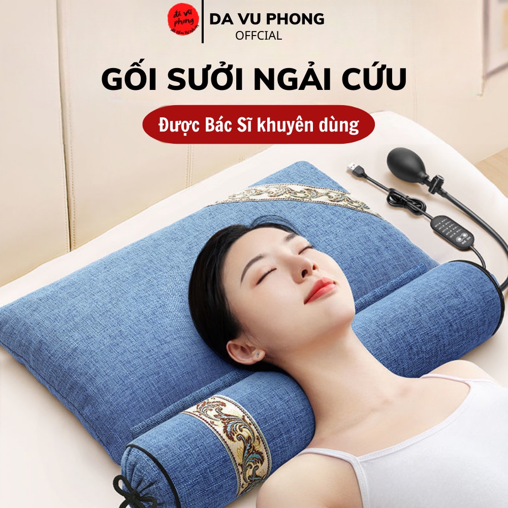 Gối Sưởi Điện,Gối Ngải Cứu Thảo Dược 2 IN 1 Chườm Nóng Giảm Mệt,Chống Gù
