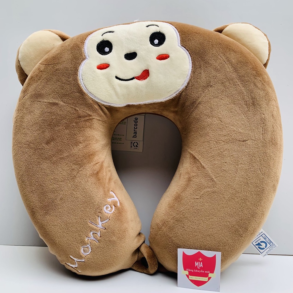 Gối Vòng Cổ Chữ U Cao Su Non có Thêu Hình Thú Đáng Yêu Cho Văn Phòng, Tàu Xe, Máy Bay, Người Đau Mỏi Vai Gáy