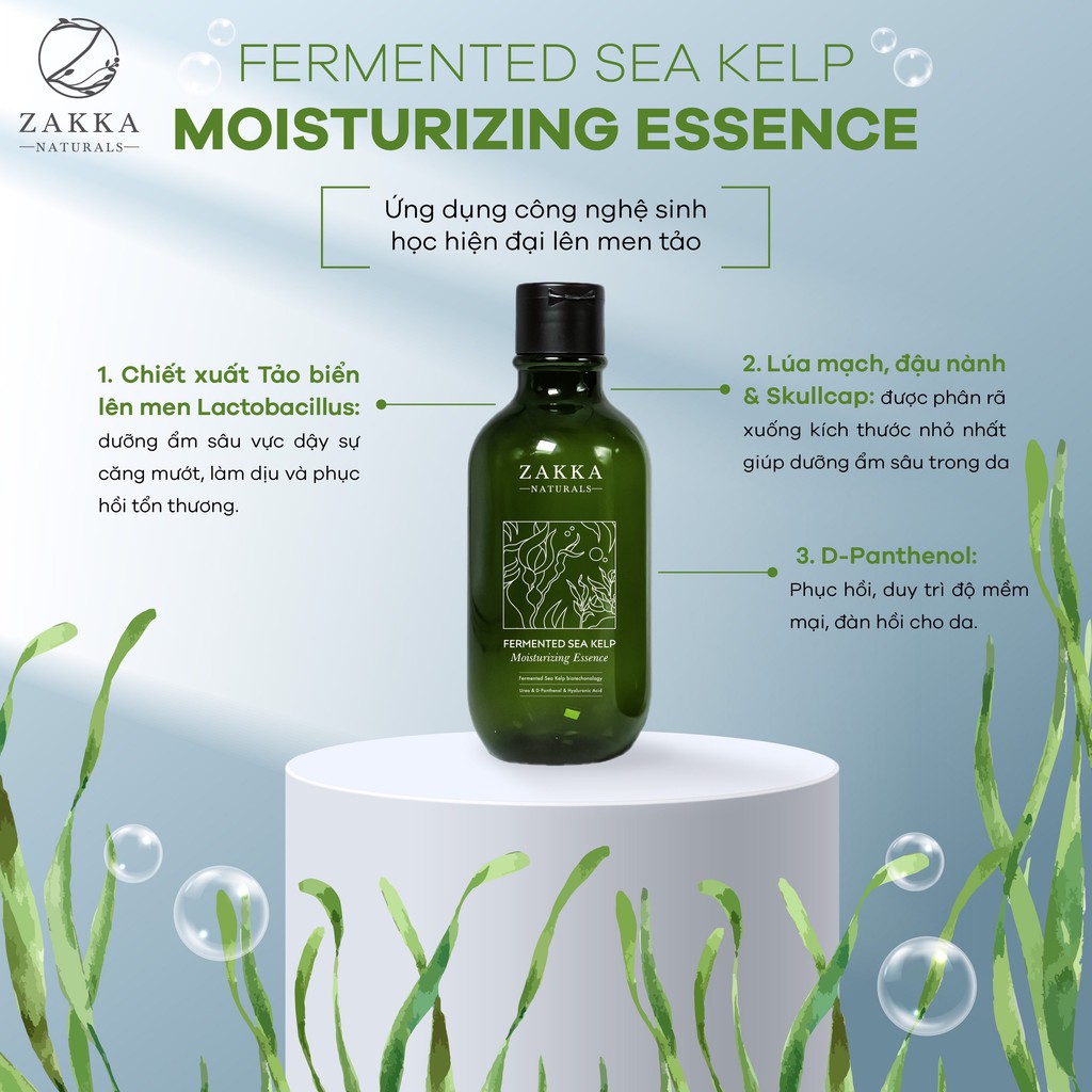 Tinh Chất Dưỡng Ẩm, Phục Hồi Da Zakka Naturals Chiết Xuất Tảo Biển Lên Men Fermented Sea Kelp Moisturizing Essence 300ml | BigBuy360 - bigbuy360.vn