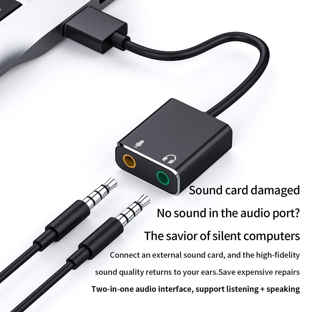 USB External Sound Card Adapter Audio Card USB to Jack 3.5mm Earphone Micphone for Laptop