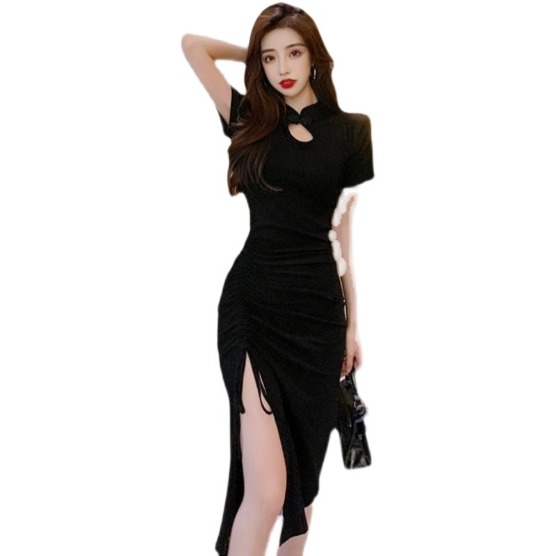 Đầm Sườn Xám Cách Tân Dây Rút Xẻ Tà Thời Trang Mùa Hè Quyến Rũ Cho Nữ V54M