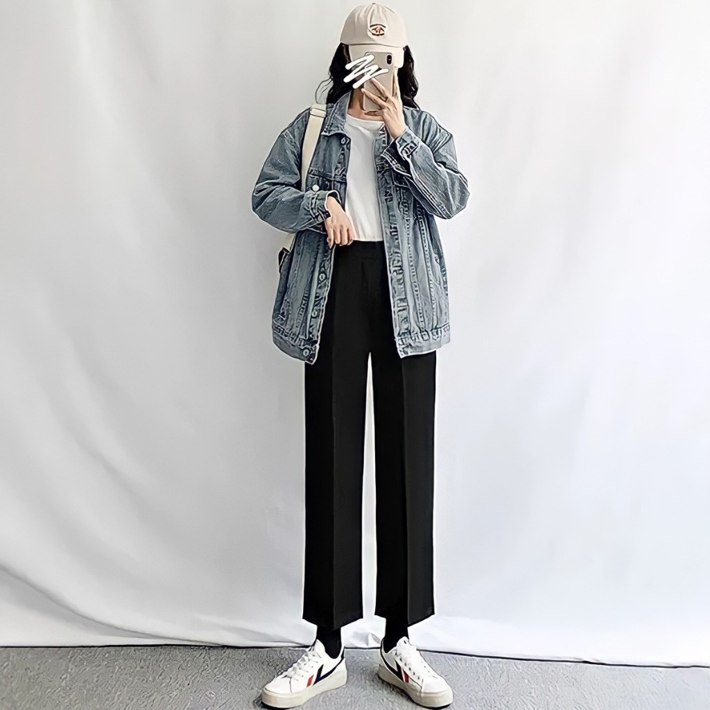 Quần Ống Rộng Liyan Lưng Cao Khóa Sườn QA05, Quần Ống Suông Culottes Cạp Cao Khóa Hông Phong Cách Hàn Quốc
