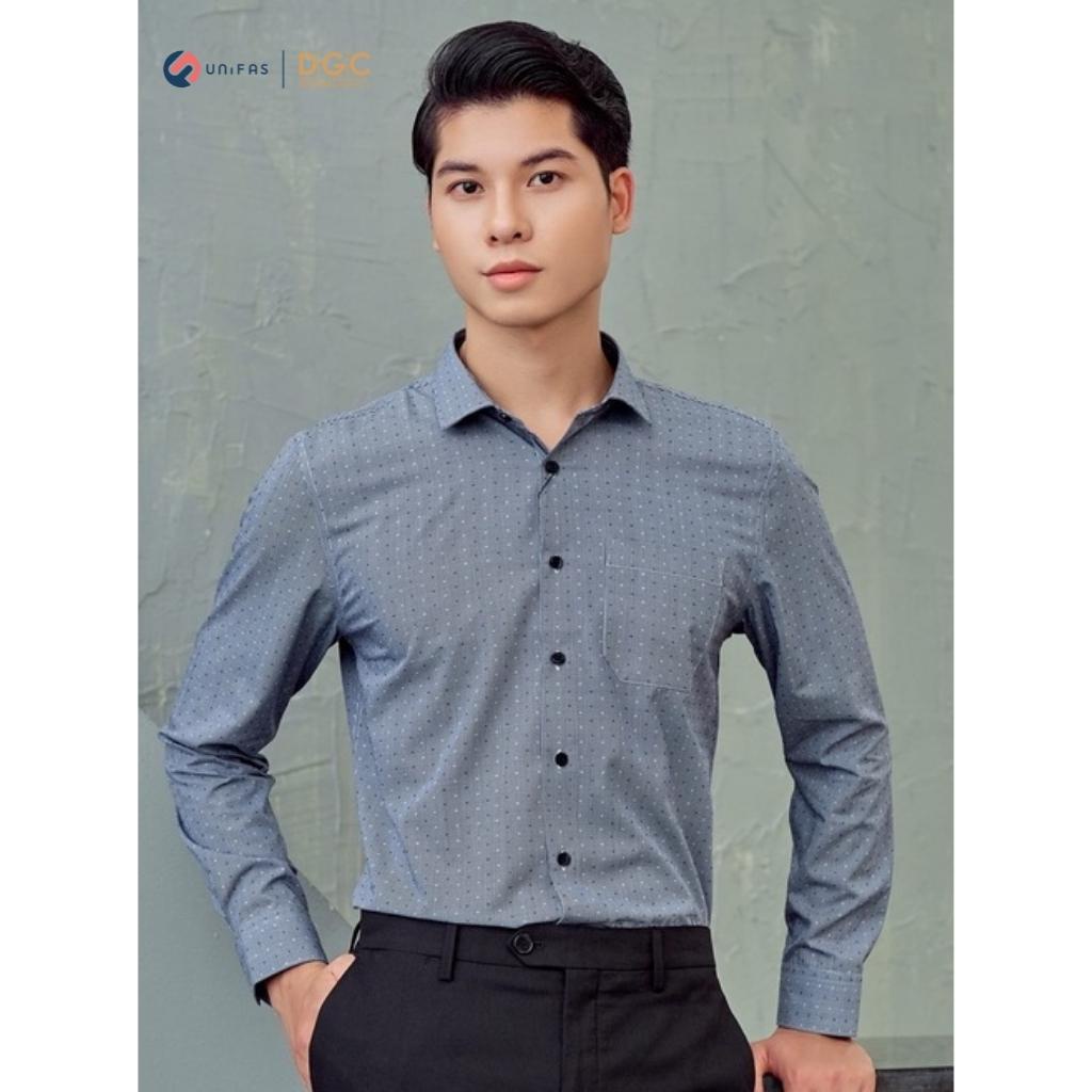 Áo sơ mi nam dài tay DGCs dáng suông họa tiết hiện đại, chất vải ít nhăn thoáng mát thấm hút tốt SASDBB03M