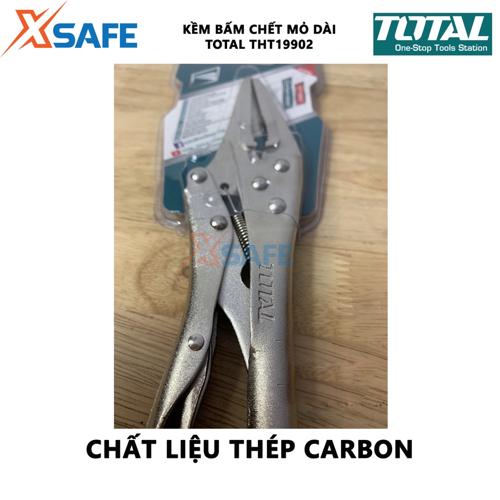 Kìm bấm chết mũi dài TOTAL THT19902 thép carbon mạ Niken, hạn chế mài mòn, gỉ sét, size 9 inch - chính hãng