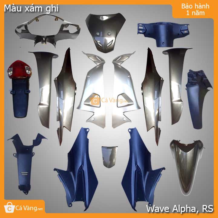 Vỏ nhựa xe máy Wave Alpha, wave S Nhựa Trắng Cao Cấp như Zin màu Xám ghi