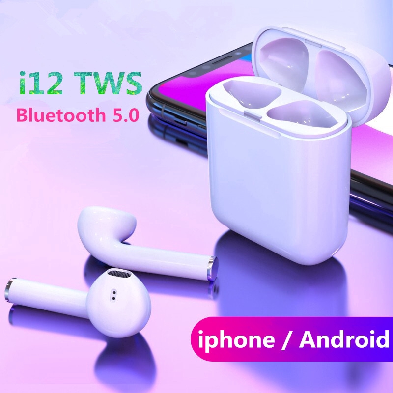 Bộ tai nghe Bluetooth không dây I12 Tws Mini có mic dành cho điện thoại Iphone Android