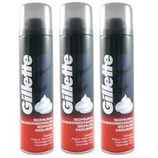Bọt cạo râu Gillette Foamy Sensitive Skin Peau Sensible -nhạy cảm/ mentol - xanh lá/ Original- đỏ 300ml