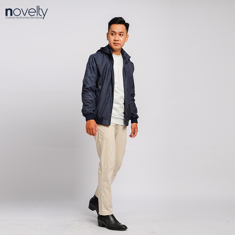 Áo jacket nam in chìm nón rời Novelty trượt nước màu xanh đen 2203172