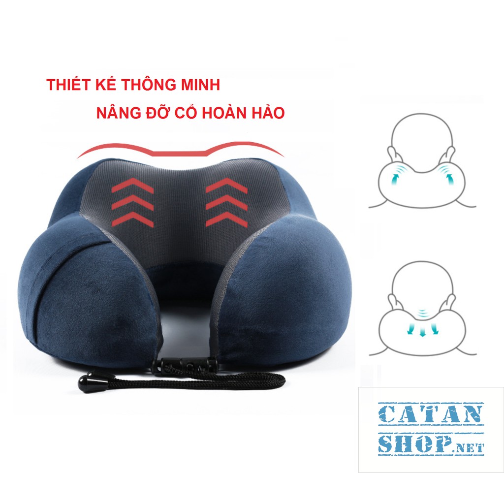 GỐI CAO SU NON ❤️FREE SHIP❤️ GỐI CHỮ U cao cấp tặng kèm túi đựng, gối kê cổ memory foam du lịch ngủ trưa văn phòng