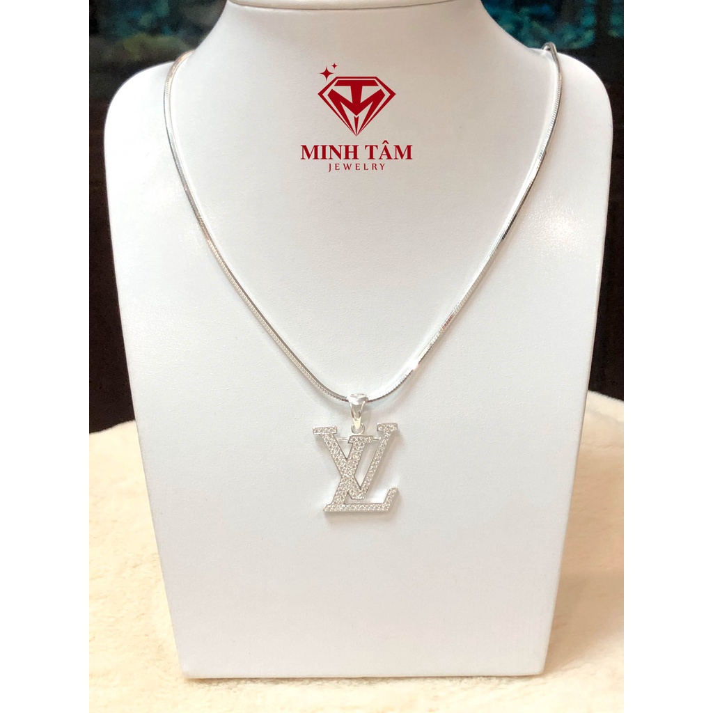 Dây chuyền lụa bạc 925 kết hợp mặt LV size nhỏ cho nam-Minh Tâm Jewelry