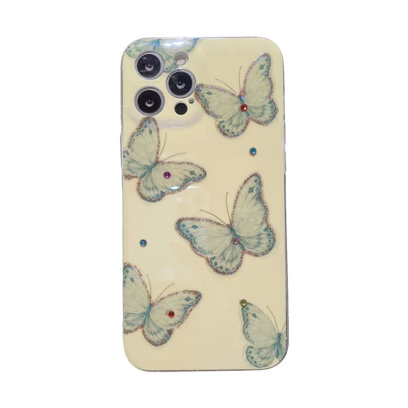 Ốp Điện Thoại Thiết Kế Hình Bướm 3d Màu Xanh Dương Cho iPhone 12 13 11 Pro Max X Xs Max Xr 4124
