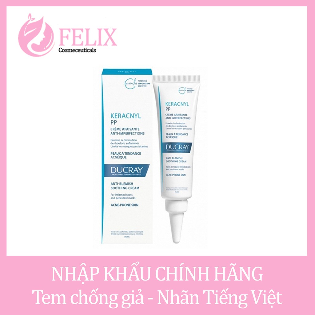 [NHẬP KHẨU] Kem hỗ trợ giảm mụn trứng cá DUCRAY Keracnyl PP Anti-Blemish Soothing Cream Ducray 30ml