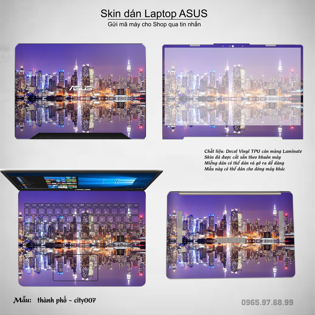 Skin dán Laptop Asus in hình thành phố nhiều mẫu 2 (inbox mã máy cho Shop)